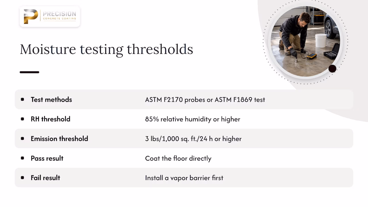 Moisture testing comes before coating — overview diagram